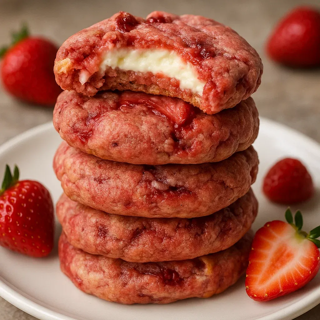 Soft Strawberry Cheesecake Cookies