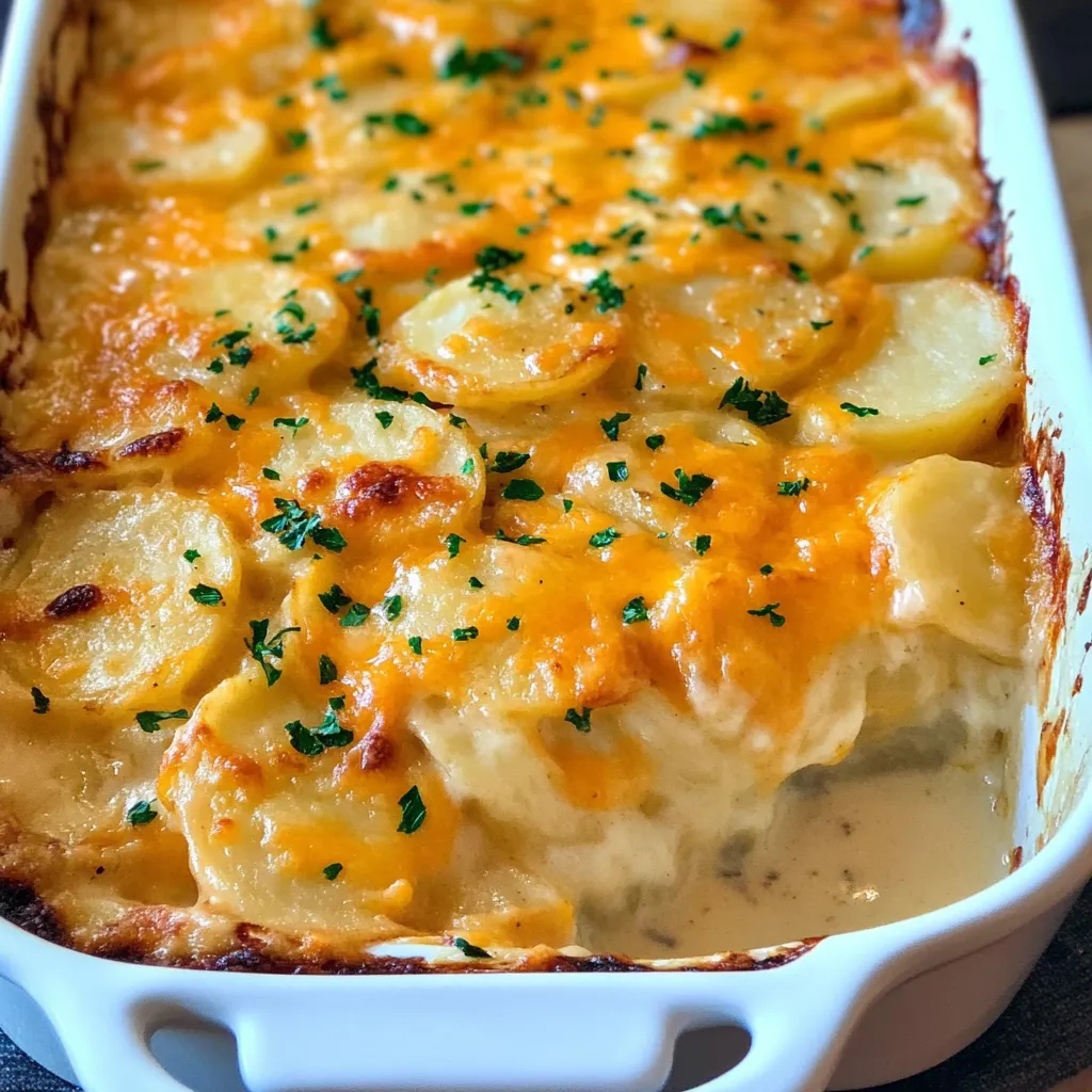 Creamy layers of cheesy potatoes