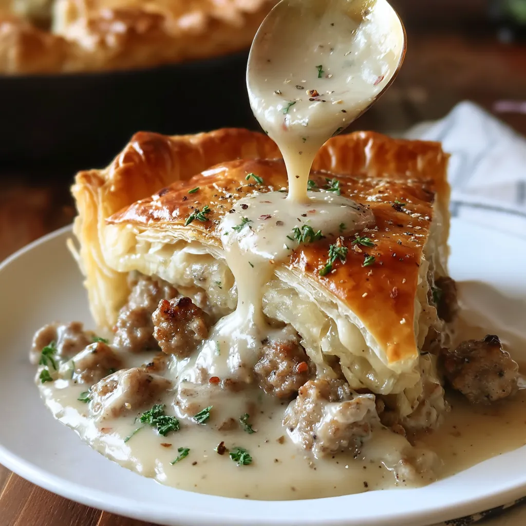 Golden Sausage and Gravy Pie