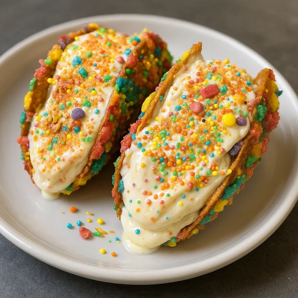 Cheesecake Tacos with Fruity Pebbles