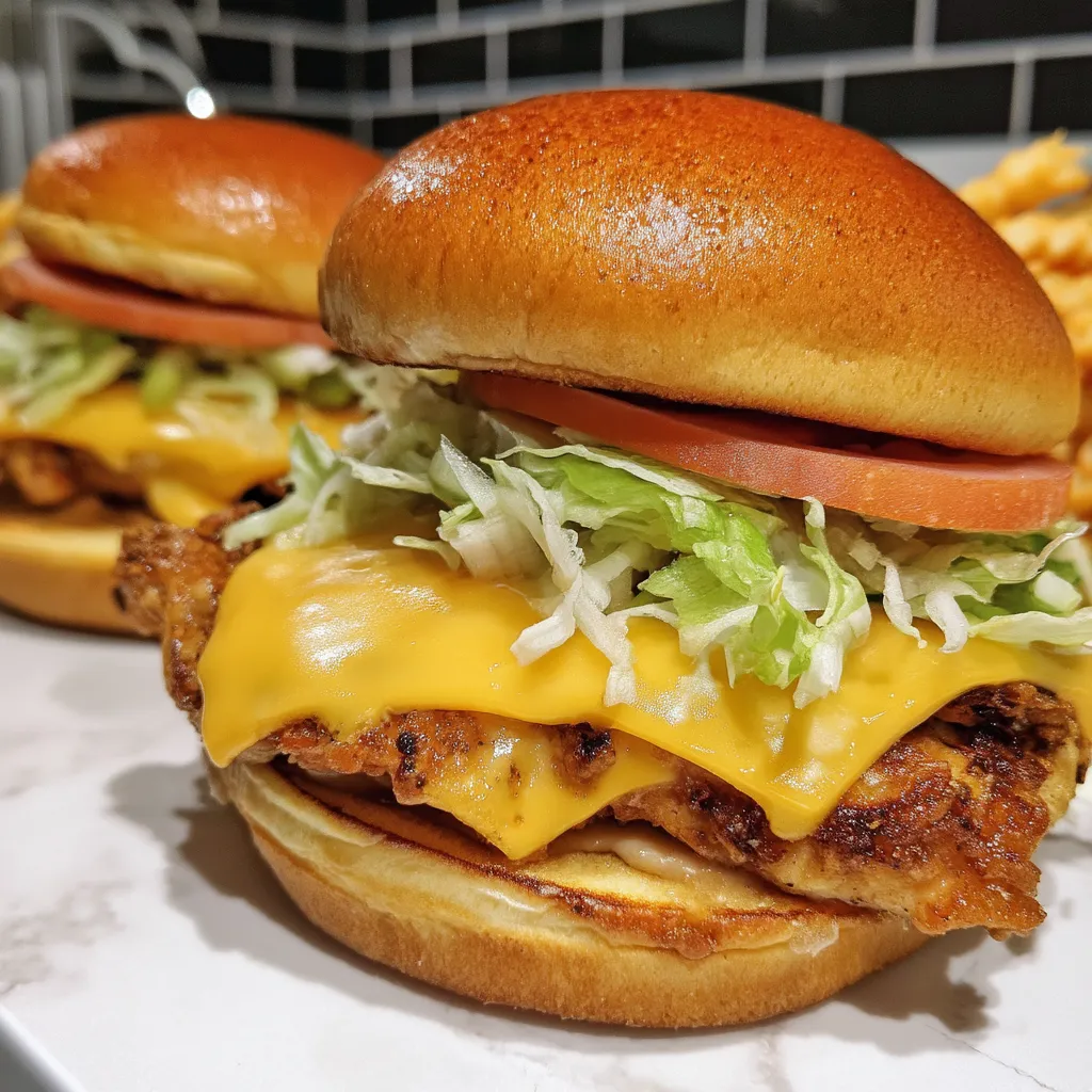 Chicken Smash Burgers piled high
