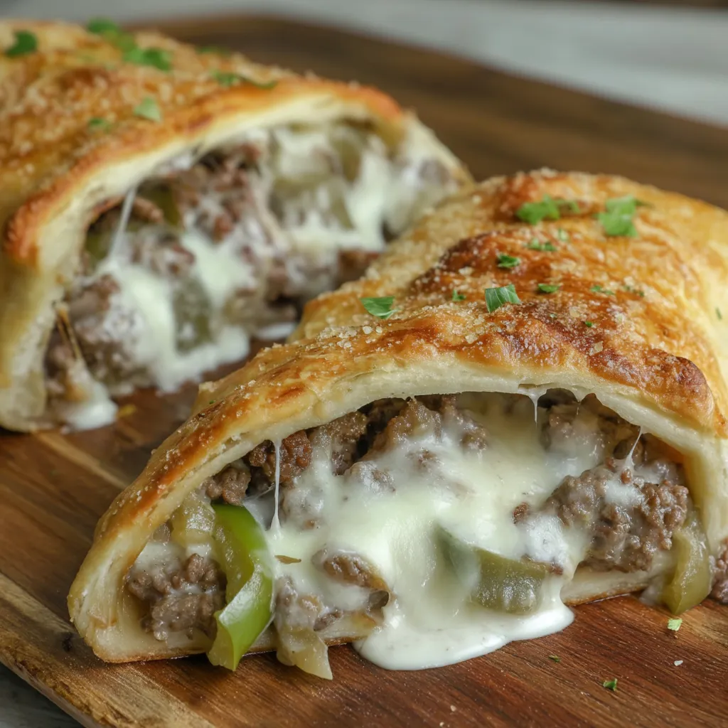 Cheesesteak Stromboli with a Crispy Crust