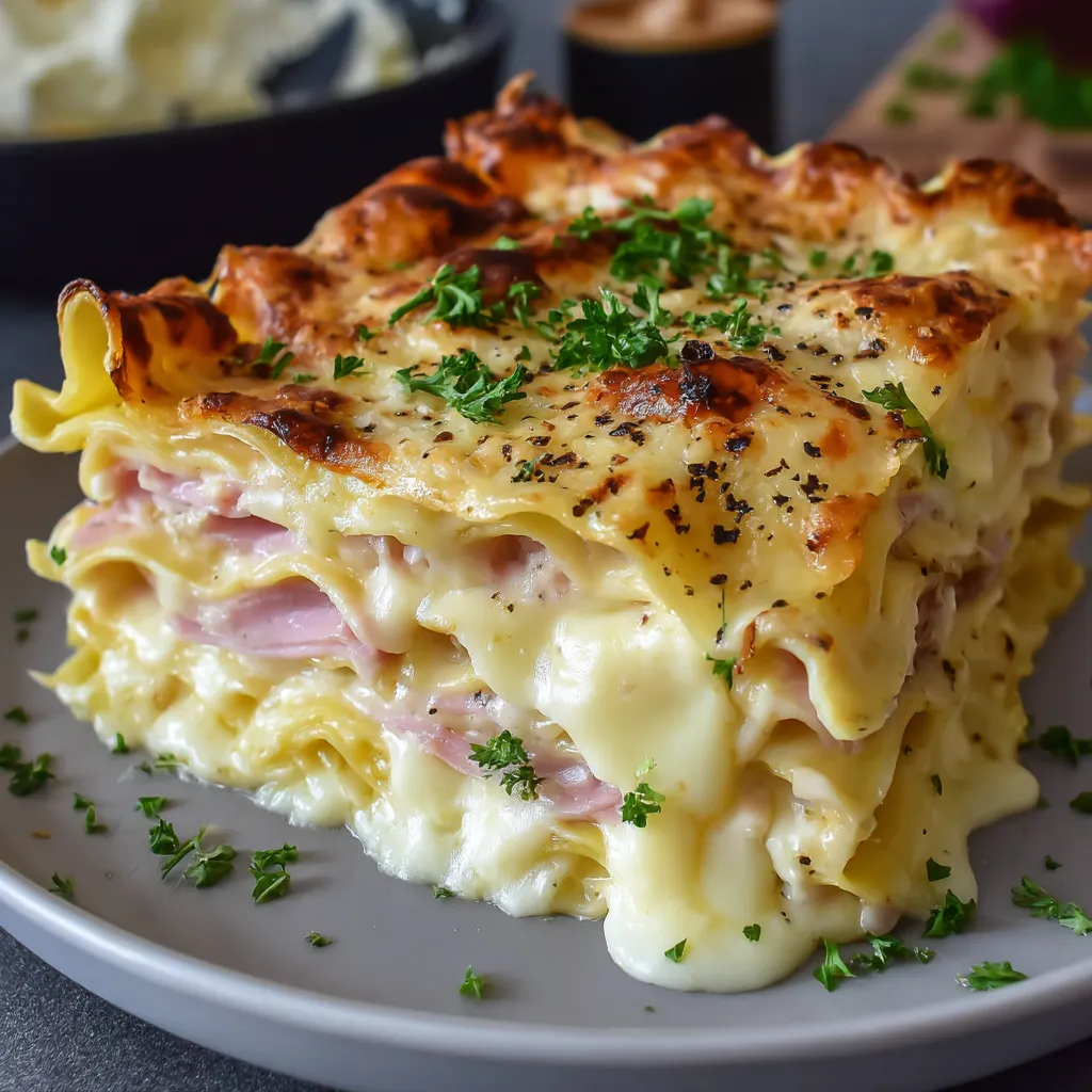 Rich and Creamy Ham and Cheese Lasagna