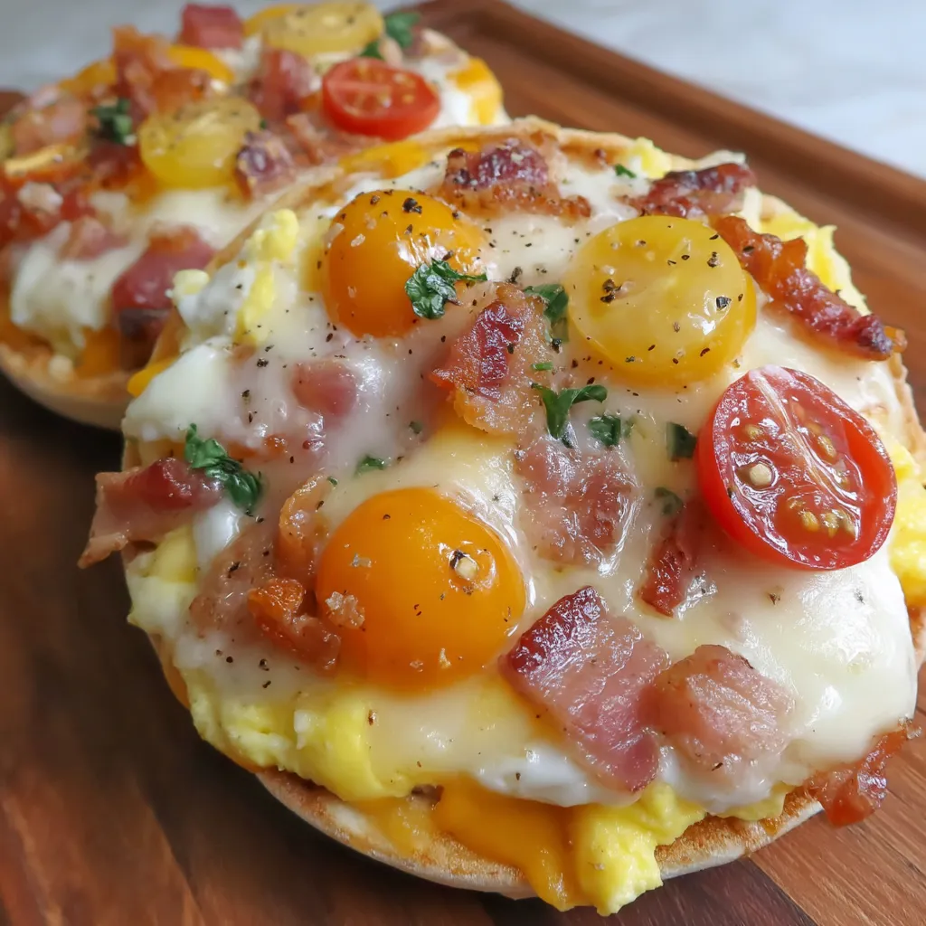 Miniature Morning Pizza on Muffin Halves