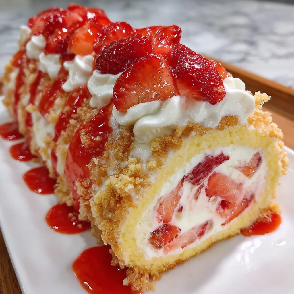 Beautiful Strawberry Cheesecake Roll