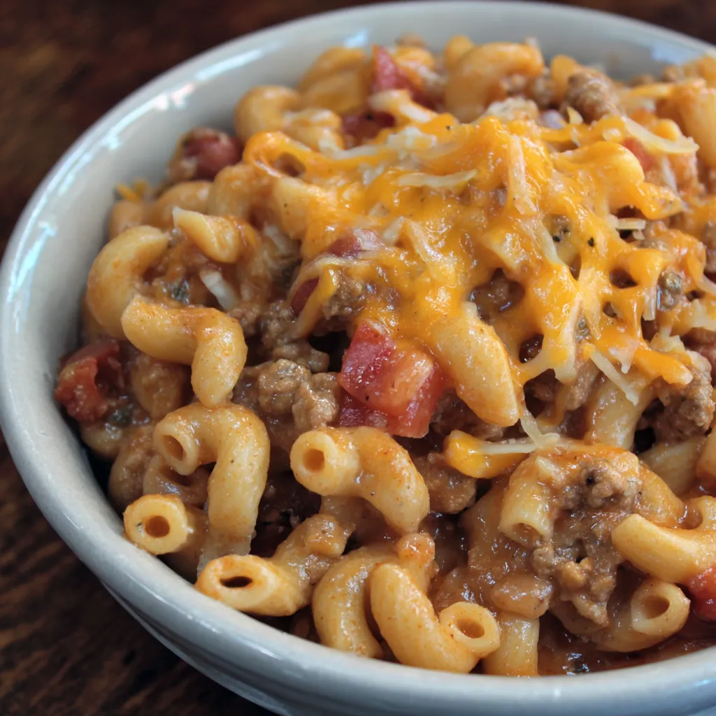 Cheesy Crockpot Chili Mac