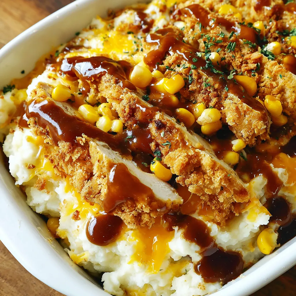 Creamy Mashed Potato and Crispy Chicken Bake