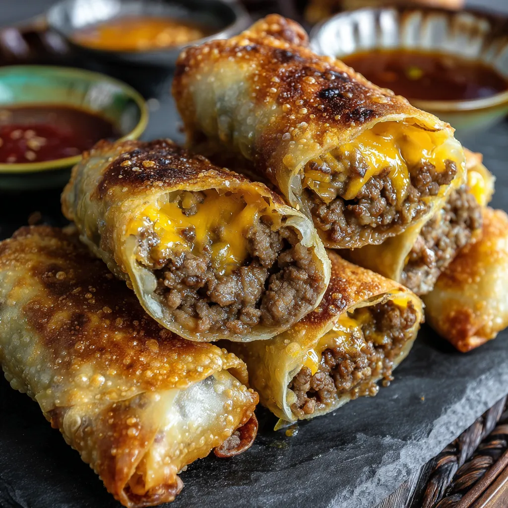 Crispy Cheeseburger Rolls