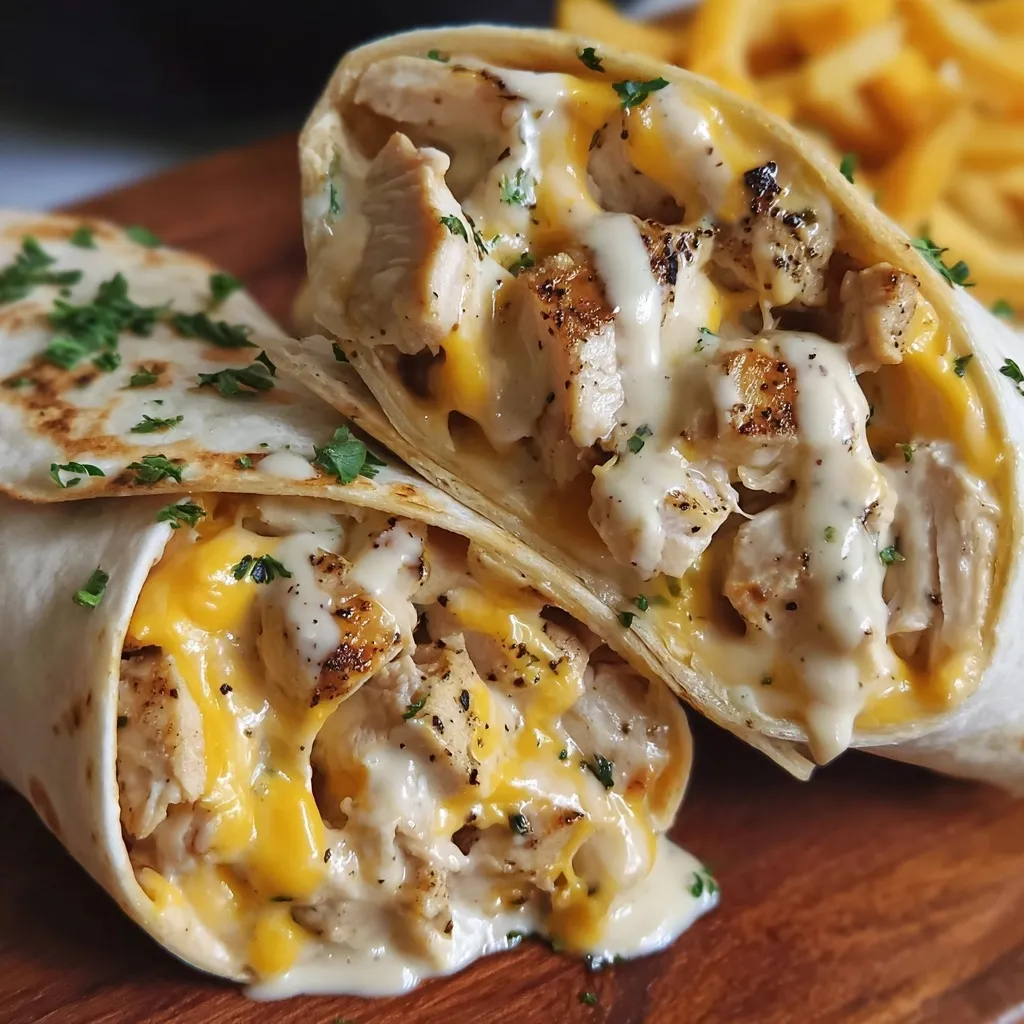 Crispy Garlic Chicken Wraps with Cheese