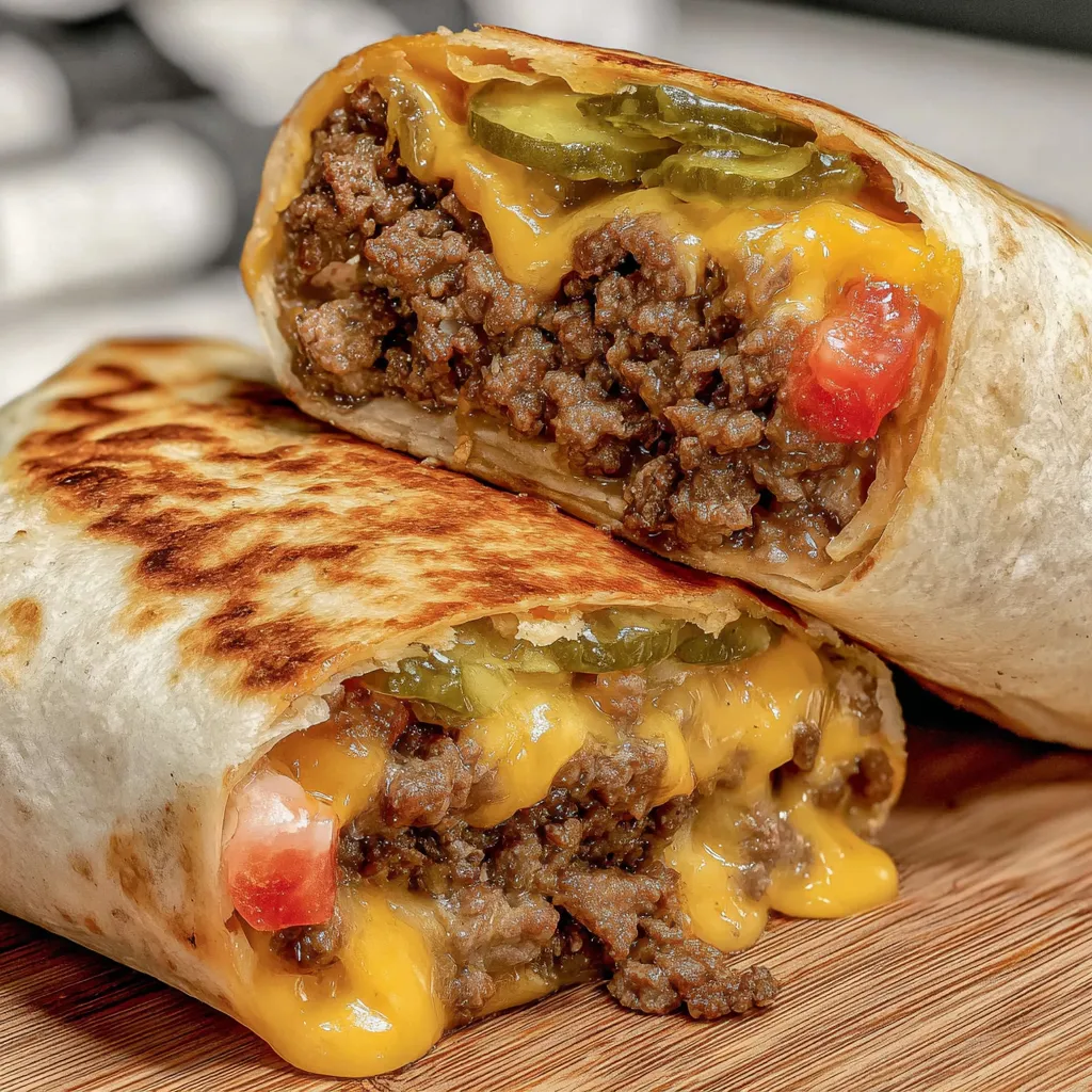 Crispy Air Fryer Cheeseburger Wraps