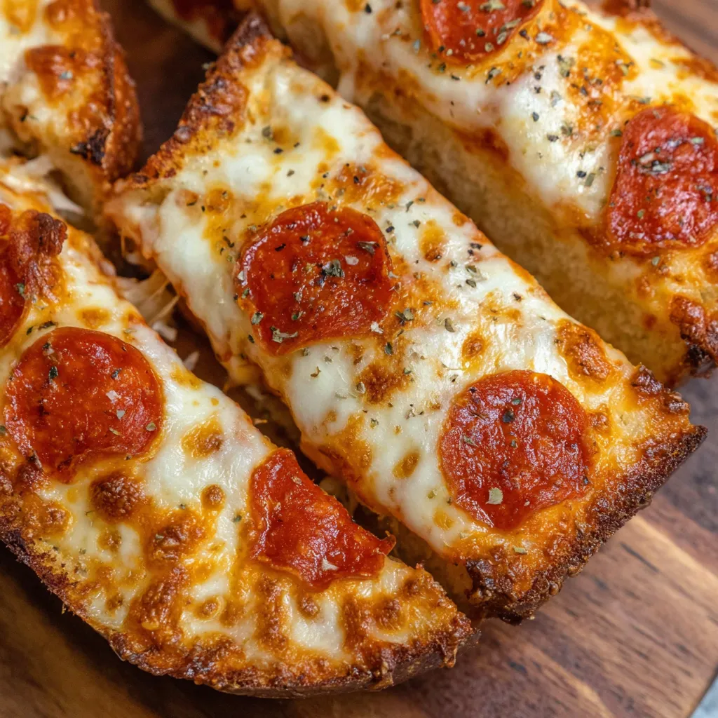 Baked French Bread Pizza Close-Up