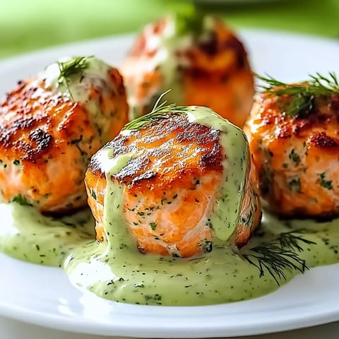 Golden Salmon Balls with a Creamy Avocado Sauce